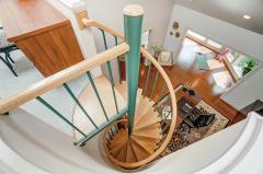 Spiral staircase to office loft 2nd floor