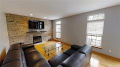 Custom quarried stone wall. Prewired for surround sound.