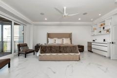Clean lines, sleek custom built-ins and a beverage bar - timeless!