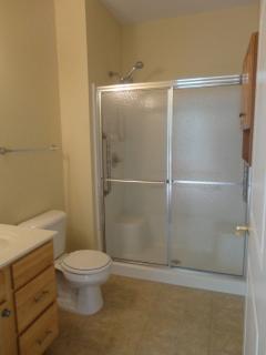 Walk in shower for easy access.