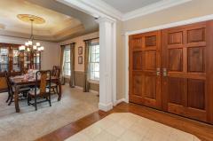 Tile inlay in the freshly refinished hardwood floors.
