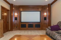 Where is the popcorn?!?! What a spot for a theatre! We knew the basement would take design to the next level...see for yourself! Mahogany surrounds every detail in this basement. This place screams sophistication.